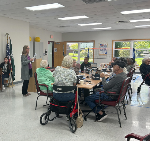 Clerk Maryellen O'Shaughnessy, presenting at the Whitehall Senior Center